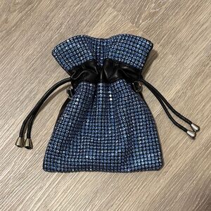 Blue Crystal Crossbody Bag Drawstring Pouch